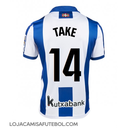 Camisa de Futebol Real Sociedad Takefusa Kubo #14 Equipamento Principal 2024-25 Manga Curta